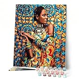 Figured'Art Peinture par Numéro Adulte avec Cadre - 40x50cm Toile tendue sur Châssis - Kit Loisir Créatif Détente - Déco DIY - Femme en habits traditionnels