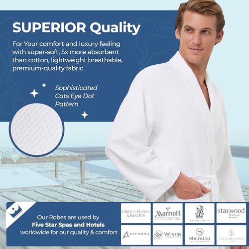 Image of MONARCH Chamois Microfiber Shawl Hotel Robe - Lightweight Absorbent Soft Spa Bathrobe in Cypress