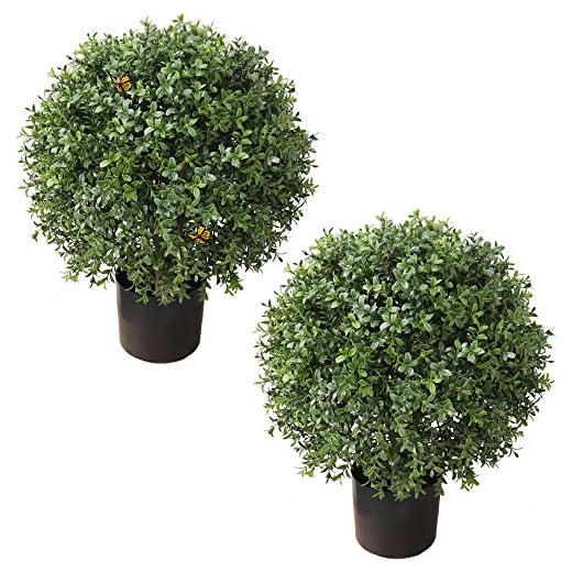 2'T 19''D Topiaries Trees Artificial Outdoors 2 Pack Fake Boxwood Bushes Outside Potted Tree