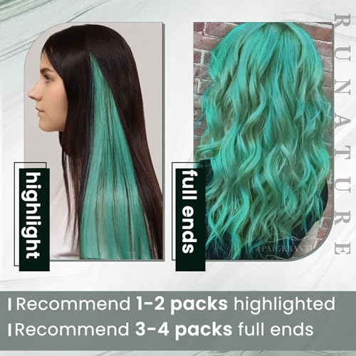 RUNATURE Stick I Tip Hair Extensions Real Human Hair Colored Teal PreBonded I Tip Hair Extensions Human Hair 14 Inch 20 Gram - Image 2