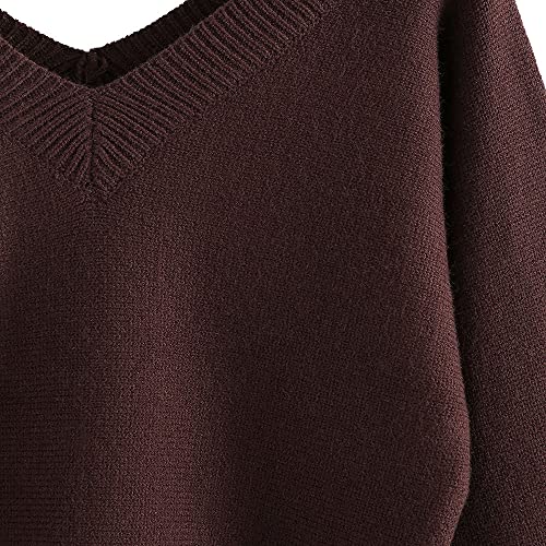 Image of ZAFUL Women's Cropped Sweater V-Neck Long Sleeve Pullover Jumper Knit Top