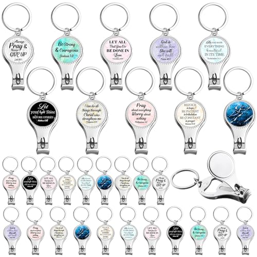 Roshtia 30 Pcs Bottle Opener Keychain Inspirational Religious Christian Nail