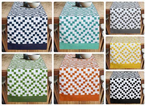 Image of Dekor World Fun with Checks Printed Black Table Runner (33x180cm) (Pack of 1)-6 Seater Dinning & Center Table