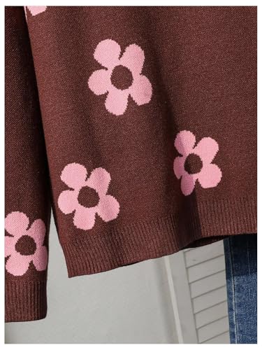 Image of BEAUDRM Girl's Cute Bow Sweater Crew Neck Long Sleeve Drop Shoulder Loose Pullover Tops