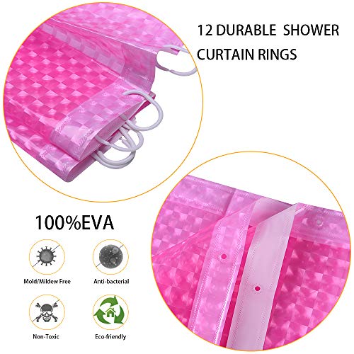 Lshymn Eva Shower Curtain Liner 3D Water Cube Clear Bathroom Shower Curtains, Clear Eva Shower Liner For Shower Stall 71X71 Inches With Hooks (Pink Purple) #TOP2