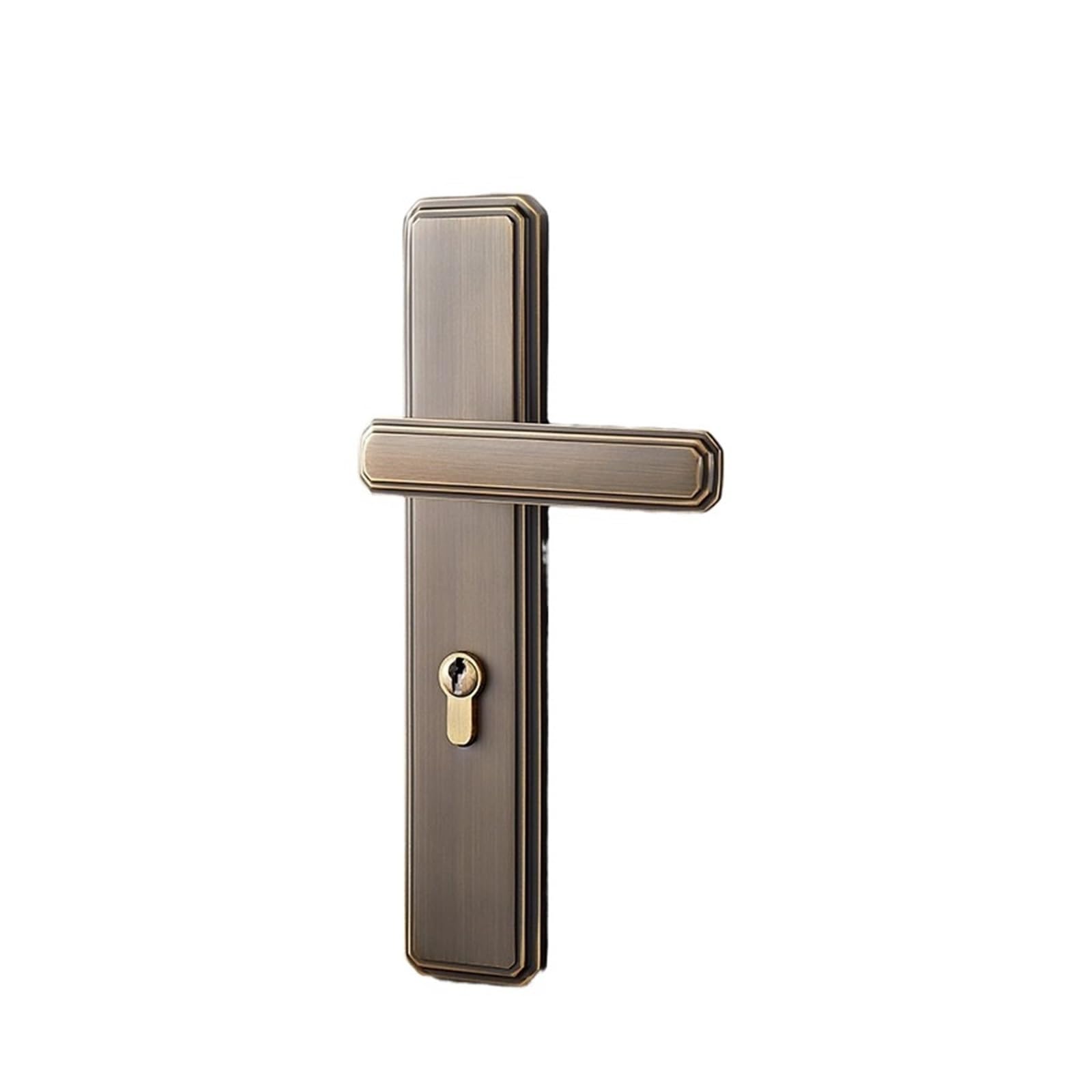 Serrure de porte en bois avec poignée silencieuse en cuivre pour intérieur