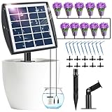 Solar Automatic Drip Irrigation Kit System, YaNovate Solar Auto Watering Gardening System for Potted Plants with Auto-alarm&6 Timer Modes for Outdoor
