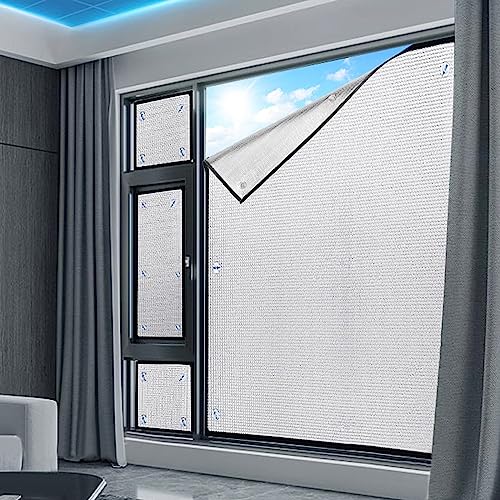 Sun Protection Soundproofing Reflective Window Film,Double Aluminium Insulation Film,Total Blackout Window Privacy Film,Anti UV Window Tint Film for Living Room Bedroom Office (12''x20'')