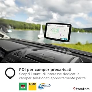 TomTom Navigatore per camper e roulotte GO Camper Tour (schermo da 6", PDI per camper, aggiornamenti Wi-Fi, TomTom Traffic, 6 mesi di avvisi autovelox, mappe d'Europa, indicatore corsia in movimento)