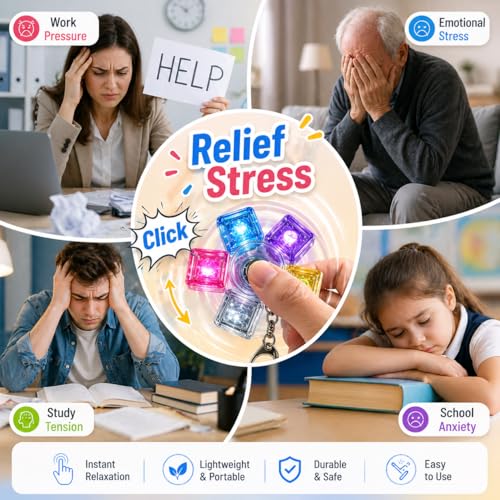 Image of Keyboard Keychain for Stress Relief, Keyboard Keychain Keyboards Spinner Decompression Button Finger Clicker Toys Sensory Fun Toys Button Stress Relief Gifts to Relieve Stress for Adults