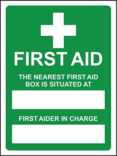 First aid Signs First aid The Nearest First aid Box is situated at Safety Sign - Self Adhesive Sticker 200mm x 150mm