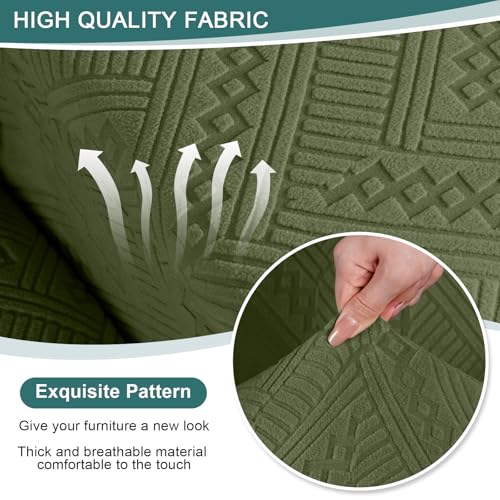 Image of Ruaozz Recliner Couch Covers 3 Pieces Sofa Recliner Covers with Pockets Stretch Reclining Slipcover Washable Furniture Protector with Elastic Bottom (3 Seater, Army Green)