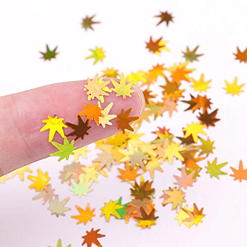 12 Colors Fall Leaf Glitter Nail Sequins - 3D Maple Leaf Holographic Nail Art Flakes Colorful Confetti Glitter Sticker Decals Manicure Nail Art Design Makeup Diy Christmas Decorations #TOP4