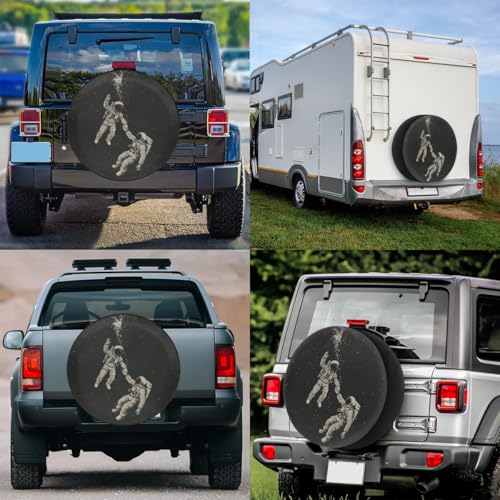 Image of Spare Tire Cover for RV Trailer, Astronaut Pattern Tire Covers Universal Fit for Travel Trailer Camper Jeep RV SUV Truck Waterproof Wheel Cover (17 inch for Diameter 31 inch - 33 inch)