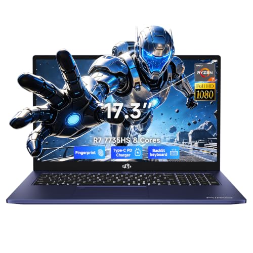 Image of NIMO 17.3 inch FHD IPS Gaming Laptop, AMD Ryzen 7 Computer (Up to 4.75 GHz, Beat i7-12650H) with 64GB DDR5 RAM 2TB SSD Radeon 680M GPU 2-Yr Warranty 180 View Multifuntional for Business Creator Student