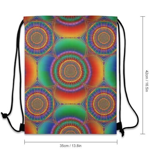 Image of Travel Drawstring Backpack Theft Proof Cinch Sack Water Resistant Sackpack for Camping Hiking Outdoor Sports, Spiral Psychedelic Tie Dye Rainbow Bags