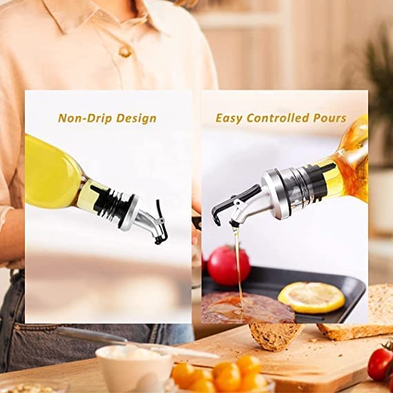 Image of COOLBIT 500 ml Glass Oil Dispenser Bottle For Kitchen with Silicon Funnel, Leak-Proof Cork, Oil Bottle (2 pcs Oil Bottle + 1 psc Silicon Funnel)