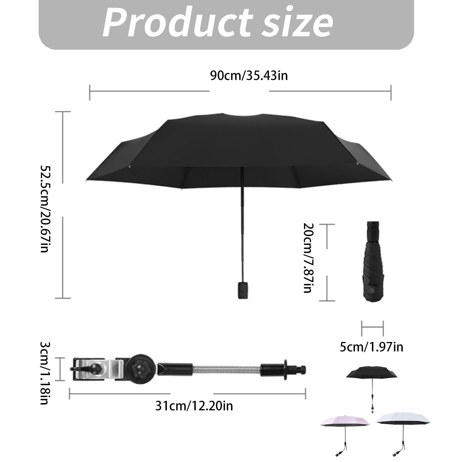 Sombrilla Para, Soporte Para Cambio De Posición, Bloqueador Portátil, Refugio Para Paseos Para Cochecitos, Abrazadera Plegable, Clip Para Accesorios, Sombrilla Para Cochecito, Toldo