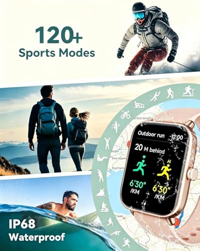 Image of Quican Smart Watches for Women, Compatible for iPhone & Android | Fitness Tracker Watch with Alexa & Calling, Heart Rate Sleep Monitor, Waterproof, Gifts for Women,1.8 Inches Light Pink