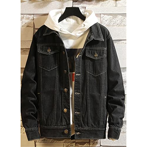 Kelsiop Fashion Men Solid Color Casual Denim Jacket Spring Autumn Cotton Denim Jacket2