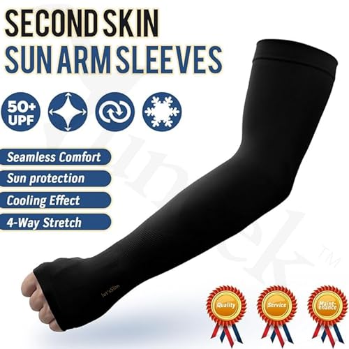 Image of Yuneek Arm Sleeves For Men & Women UV Sun Protection, UPF 50 Cool Arm Hand Cover Unisex For Bike ride,Golf,cricket,cycling,yoga,gym Sports