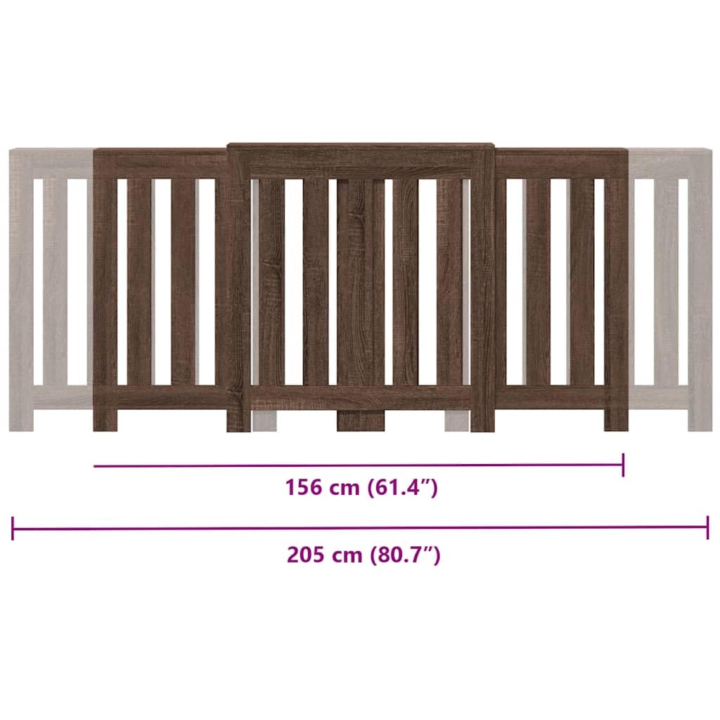 Revestimiento de radiador de aspecto de roble de madera de 205 x 21,5 x 83,5 cm con estante, diseño moderno de lamas, práctico soporte de pared, adecuado para salón, baño, dormitorio, cocina