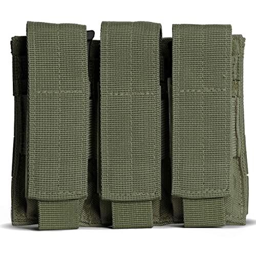 Tacticon P3 Battlepouch | 3 Universal Pistol Mag Pouches | Combat Veteran Owned Company | Molle Triple Pistol Magazine Holster For Ammo | Tactical Bag Accessories Holder ([Od Green] - 3 Pistol Mags) #TOP4
