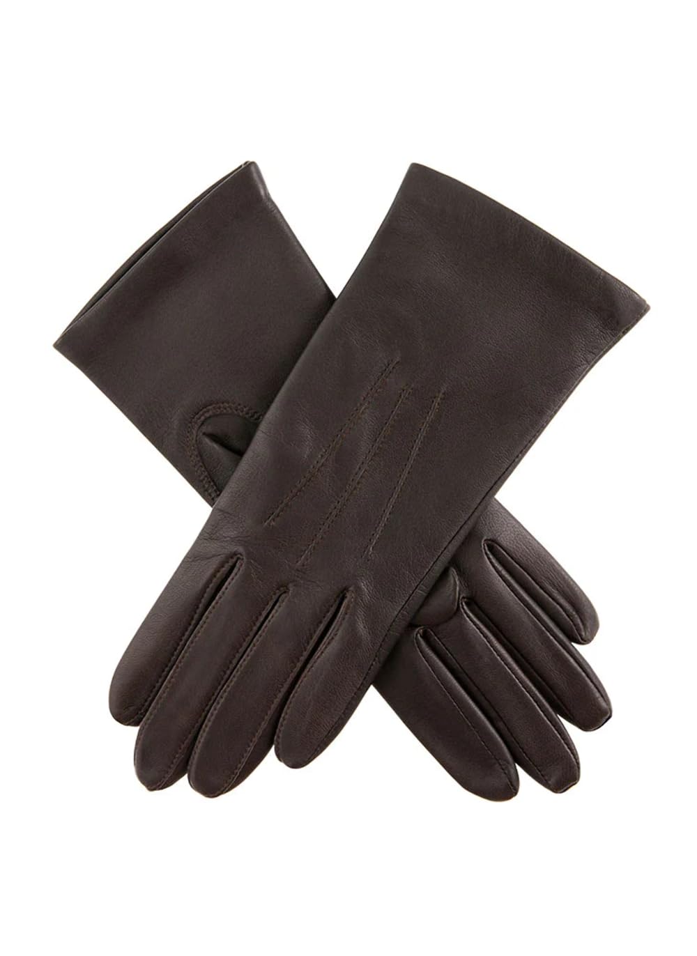 Dents Women's Mocca Three-Point Silk-Lined Leather Gloves - / 7.5