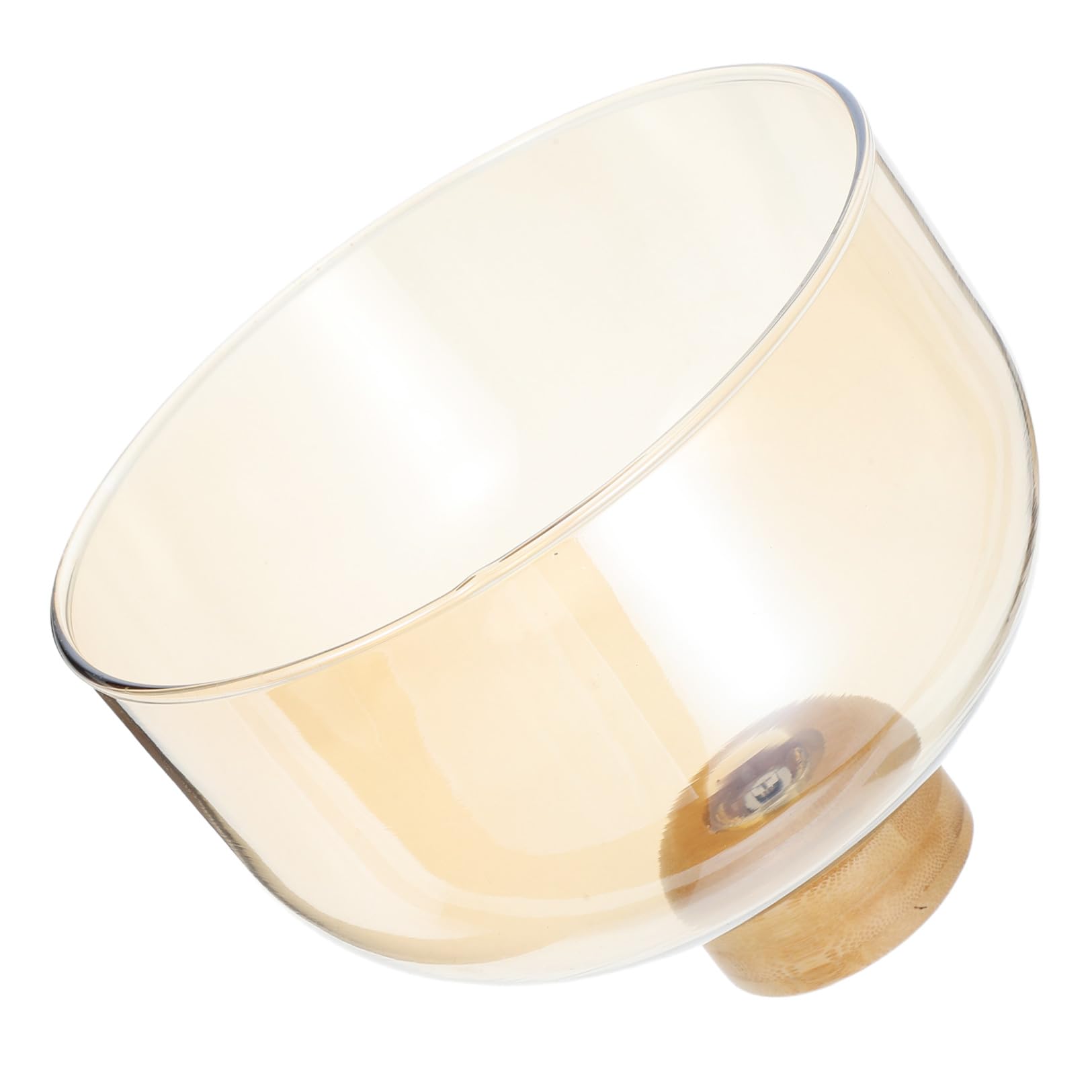 jojofuny Soporte de Vidrio para Tartas con Tapa de Madera y Cúpula Beige | Bandeja de Postre con Tapa, Expositor de Frutas y Aperitivos, Uso en Reuniones Familiares E Interiores
