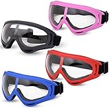 Valleycomfy 4 Pack Skiing Goggles, Adjustable Protective Motorcycle Goggles, Riding Safety Glasses, UV Protection Anti Fog Snow Goggles for Men Women Youth Kids
