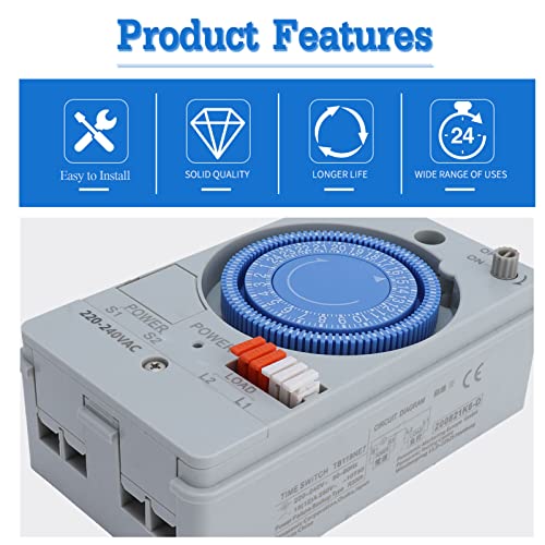 Mechanical Timer, 24-Hour Mechanical Outlet Timer Automatic Low Power Consumption Time Switch For Water Heaters Street Lights, Breeding, Garden Watering, Motors,Etc #TOP2