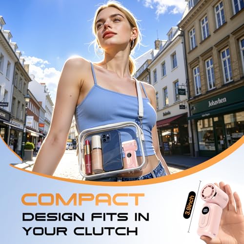 Image of Portable handheld Fan Clip-On Mini Fan 3000mAh 5-speed 180 Rotating | 14500 RPM personal fan Pocket Size USB Cooling Fan for Travel, Beach, Makeup, Office, indoor and outdoor
