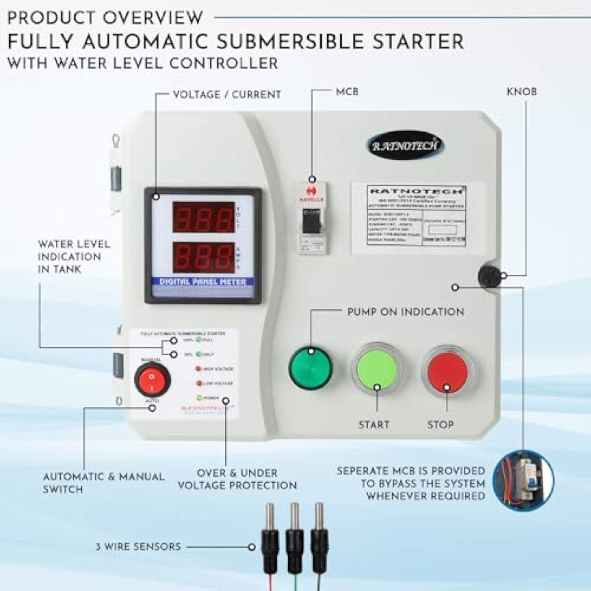 Fully Automatic Submersible Pump Starter with Water Level Controller