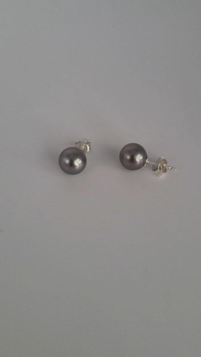 Orecchini In Argento 925‰ E C.Z. Perle Tahitiane Semisferiche 11x12 Mm - Foto 9