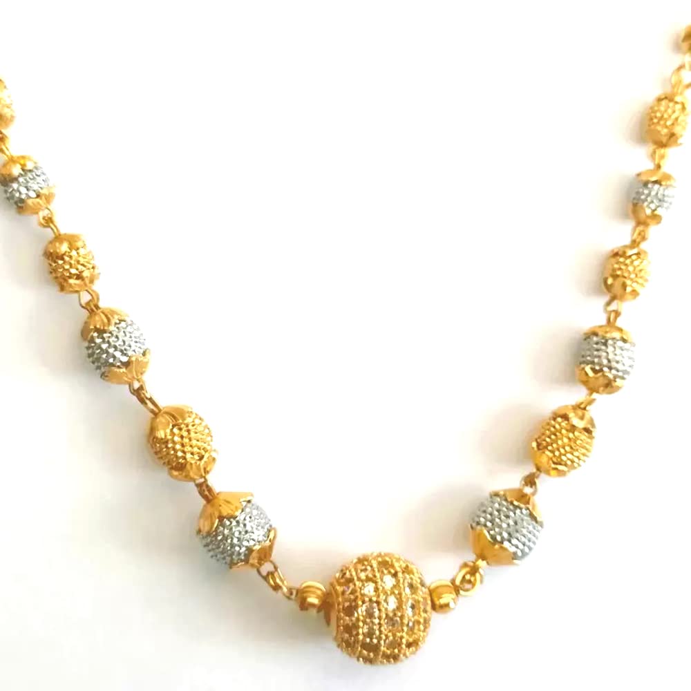 RHOSYN Artificial Imitation Jewellery Elegant Stylish Ethnic Casual Wear Moti Mala Gold Platinum 2 Tone AD Balls Dokiya Chain (SHM DKY 100 CHAIN CPY) (B0BLZFB319) Amazon Price History, Amazon Price Tracker