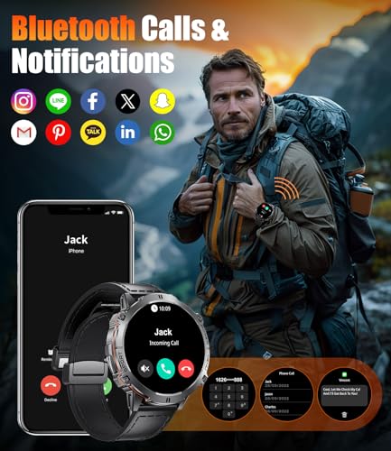 Image of Smart Watches for Men with 900mAh(60+Standby),1.73 inch AMOLED Reloj Inteligente para Hombre with Bluetooth Call,110+ Sports Mode Fitness Tracker /Heart Rate Sleep Health Monitor /Android iOS Smart watch