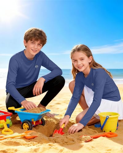Image of Boys UPF 50+ Swim Shirt Long Sleeve, 1 or 2 Pack Rash Guard Tops