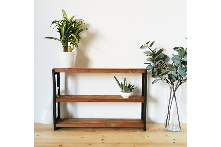 Amazon｜棚 MUKUとアイアンの 隙間 シェルフ ブラウン 約W60cm×H40cm