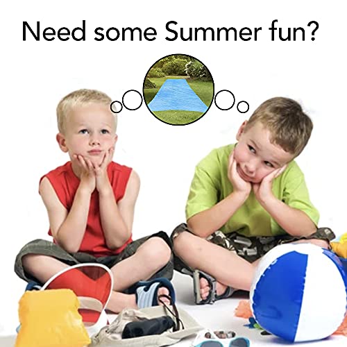 Resilia - Super Slip Lawn Water Slide Xxl, 30 Feet Long X 8 Feet Wide, For Adults And Teens, Powder Blue With Hold Steady Stakes #TOP5