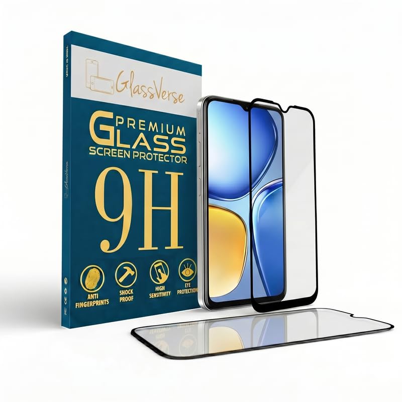 Image of GlassVerse 9H Gorilla Tempered Glass for Itel A90 | HD Clarity Screen Protector, Ultra Strong 9H Protection, Edge to Edge, Case Friendly, Hassle-less Installation Kit Included. (Pack of 1)