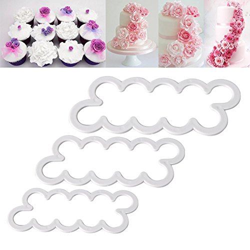 WheateFull The Easiest 3D Rose Cutter Cake Decorating Flower Fondant Cookie Mould DIY Baking Tool 3 Pieces for 3 Size (3 Size)