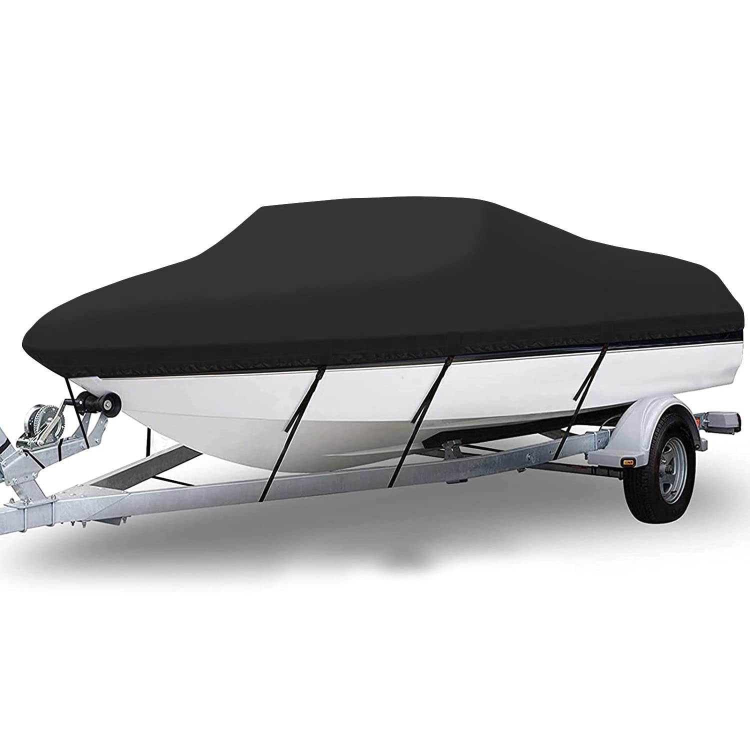 Telo Copri Barca, 420D Tessuto Oxford Copertura della Barca all Season, Rimorchiabile Impermeabile Telo Copribarca per Scafo A V, Tri-Scafo, Barca da Sci da Pesca,Nero,700x254cm