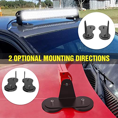 Image of Nilight 2PCS Magnetic Base LED Light Bar Mounting Brackets, Powerful Sucker Holder for Straight Curved Side-Mounted Light Bar Mounting on Hood Roof, 2 Years Warranty, Black