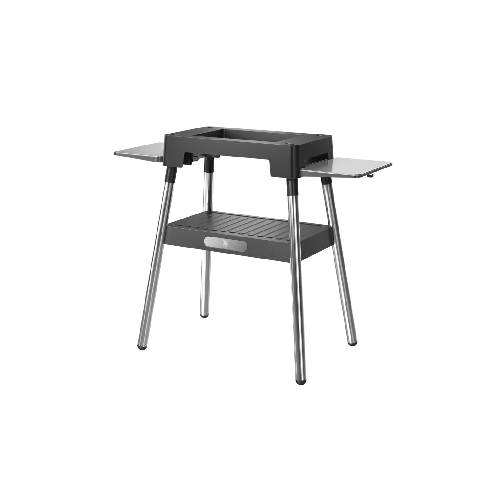 WMF Lono Grill Standfuß, 92,7 x 75,0 x 43,8 cm, stabil und sicher, klappbare Seitenablagen, kompatibel mit dem Lono Master Grill und dem Lono Tischgrill flach und gerippt, Cromargan, schwarz/silber