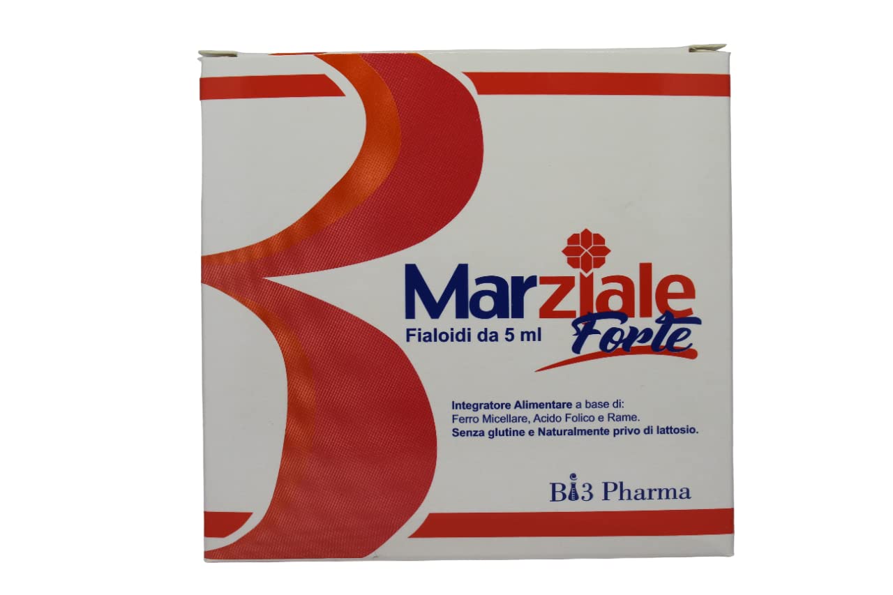 Carenza di Ferro - MARZIALE FORTE integratore di ferro microincapsulato micellare liquido con acido Folico e Rame - Senza retrogusti - nessun disturbo gastrico