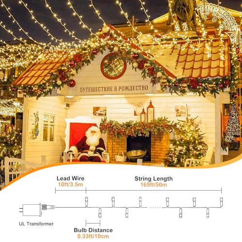 Mygoto MSL001-500L WARM WHITE 165Ft 500Led String Lights Led Starry Fairy Light, Twinkle String Lights Decorative Lights With 8 Modes 30V Plug In For Wedding,Patio,Gate,Party Indoor Outdoor Decoration thumb #1
