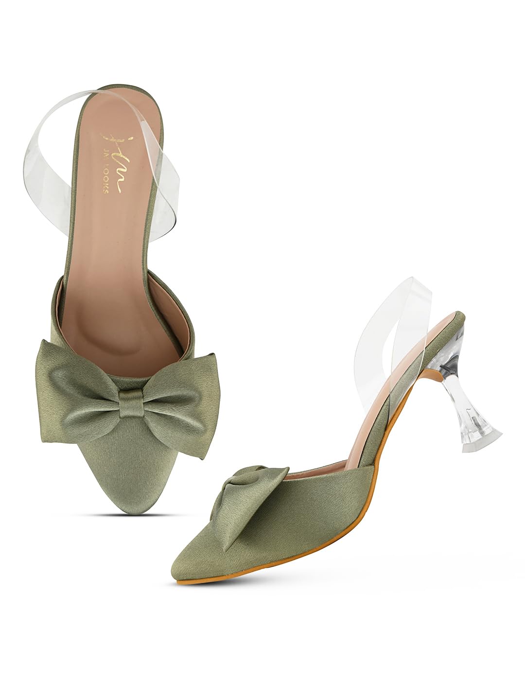 JM LOOKS: Fashion Pointed Toe Crystal Heel Kitten Heel Sandals with Bow for Women & Girls (B0CX224GQ3) Amazon Price History, Amazon Price Tracker