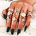 Nicute Gold Ring Set Rhinestone Finger Rings Vintage Knuckle Stackable Shiny Rings Accessories for Women (10PCS)