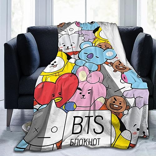 ブランケット Bt21 毛布 大判 ひざ掛け 多機能 フランネル 極細繊維 軽量 超柔らか 暖かい エアコン対策 おしゃれ アニメ 掛け毛布 四季通用 100x125cmのサムネイル