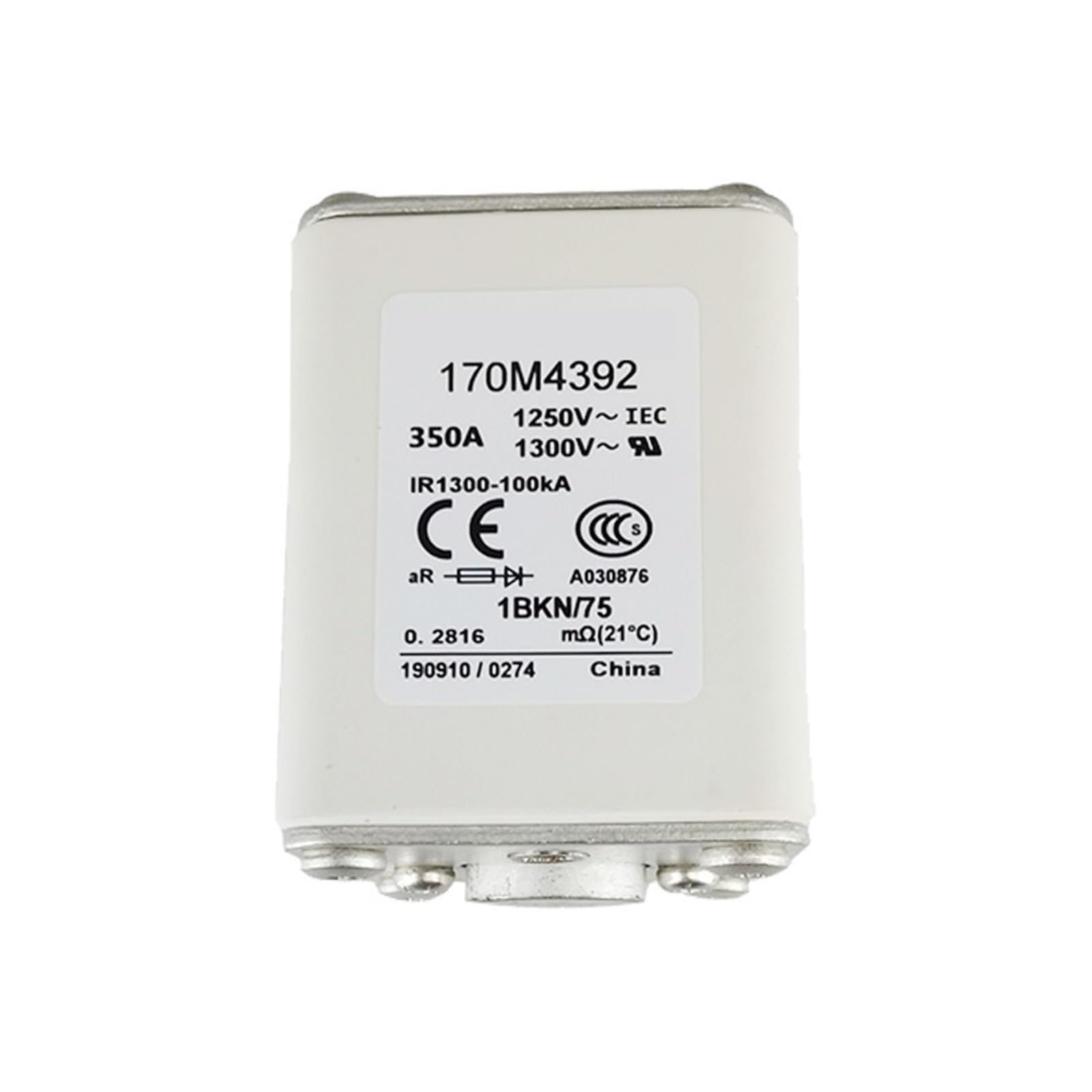 Fusible rápido 170M4392 de 350A y 1250V para protección aR